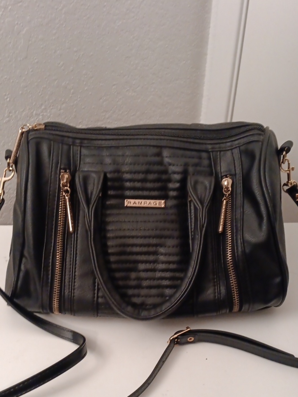 Rampage Black Quilted Shoulder Bag with Gold Hardware